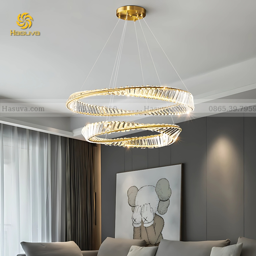Đèn Thả 2 Vòng Pha Lê 419