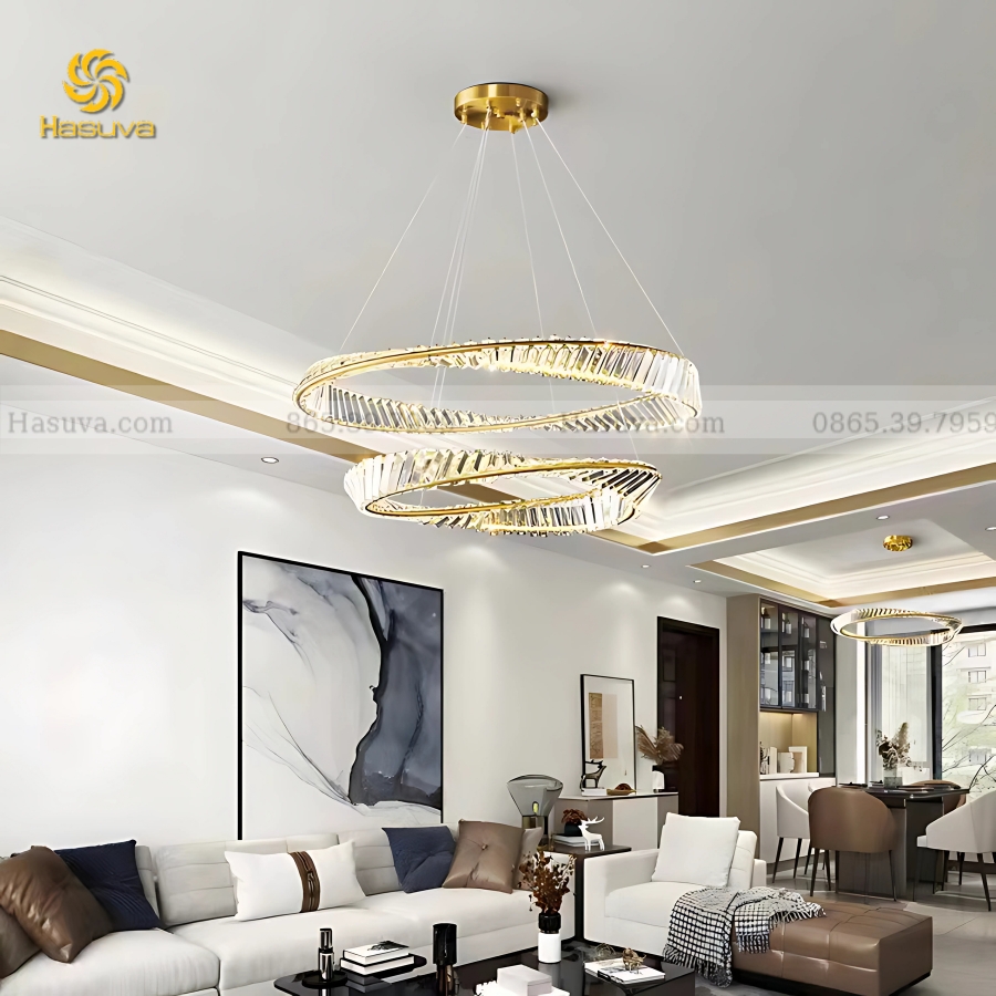 Đèn Thả 2 Vòng Pha Lê 419