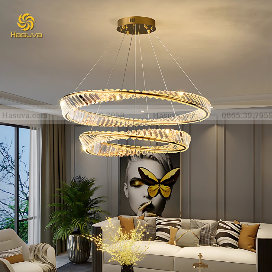 Đèn Thả 2 Vòng Pha Lê 419