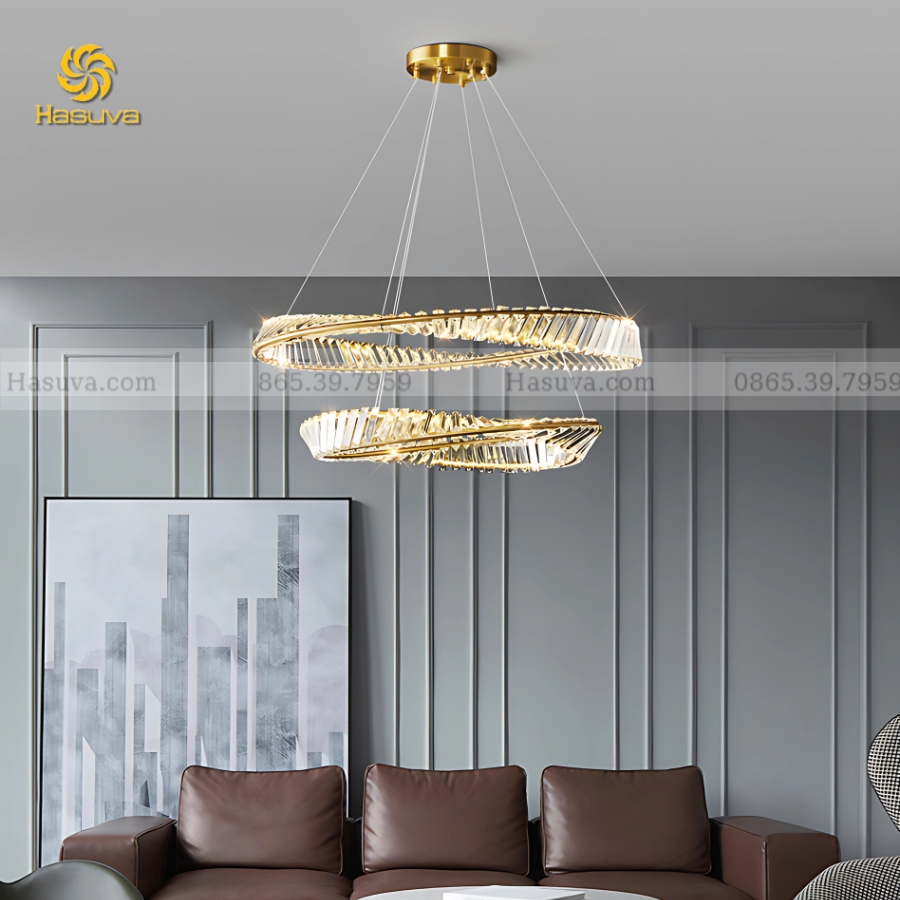 Đèn Thả 2 Vòng Pha Lê 419