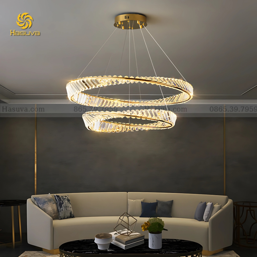 Đèn Thả 2 Vòng Pha Lê 419